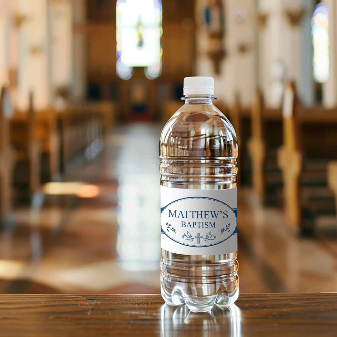 Custom Baptism Water Bottle Labels | Personalized Holy Celebration - iCustomLabel