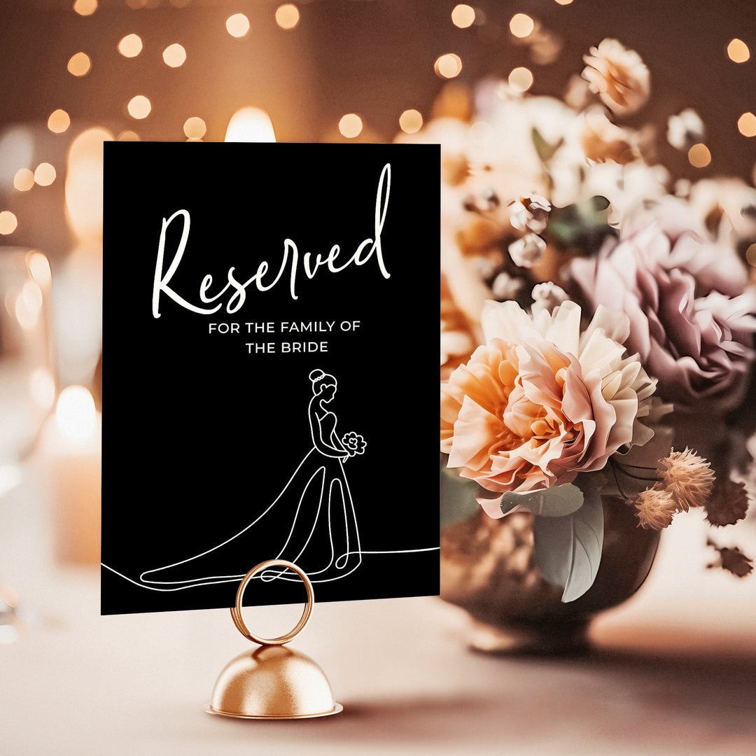 Reserved Bride Family Wedding Table Sign