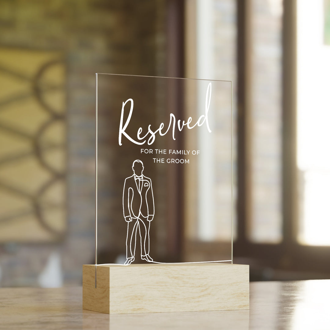 Reserved Groom Family Wedding Table Sign