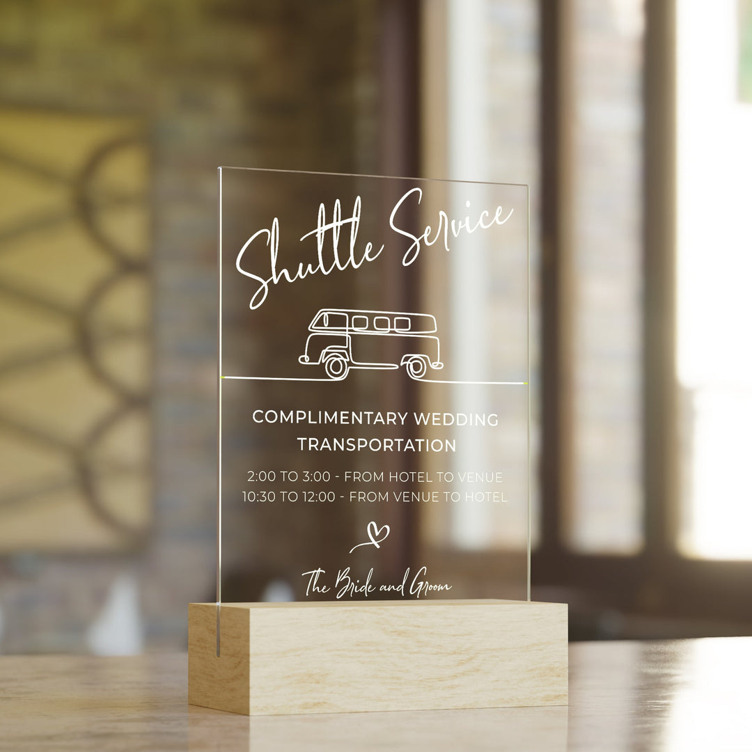 Shuttle Service Wedding Table Sign