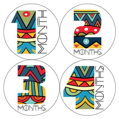 African Baby Month Stickers