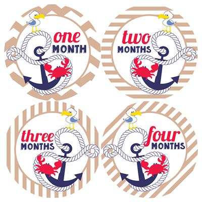 Anchors Aweigh Neutral Baby Month Stickers