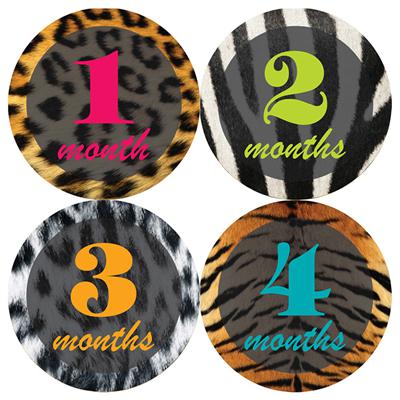 Animal Print Baby Month Stickers