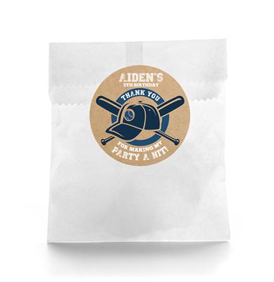 Baseball Badge Birthday Favor Labels