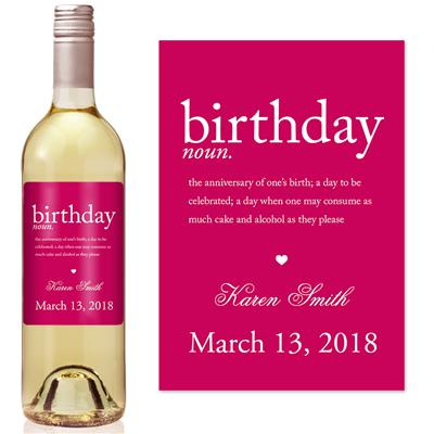 Birthday Definition Wine Label