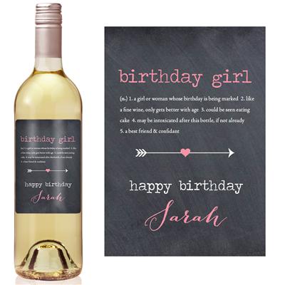Birthday Dictionary Chalkboard Birthday Wine Label