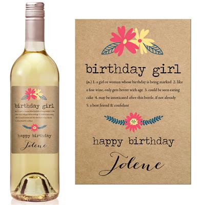 Birthday Dictionary Paper Birthday Wine Label