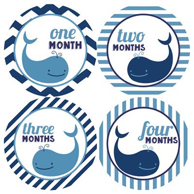 Blue Whale Baby Month Stickers