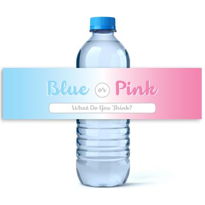 Blue or Pink Gender Reveal Water Bottle Labels