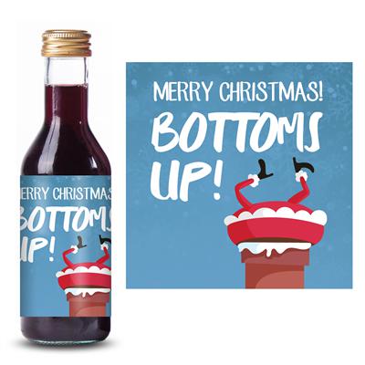 Bottoms Up Christmas Mini Wine Label