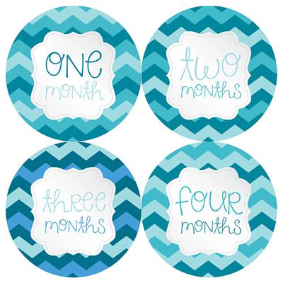 Bright Blue Baby Month Stickers