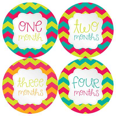 Bright Chevron Baby Month Stickers