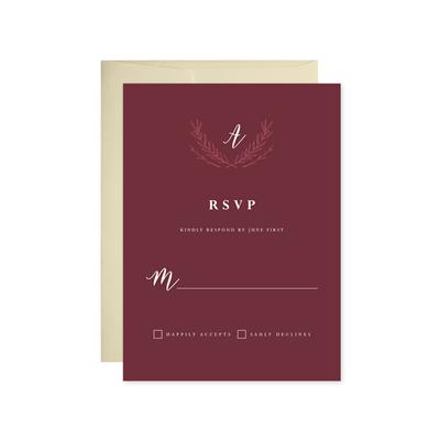 Burgundy Monogram Wedding RSVP