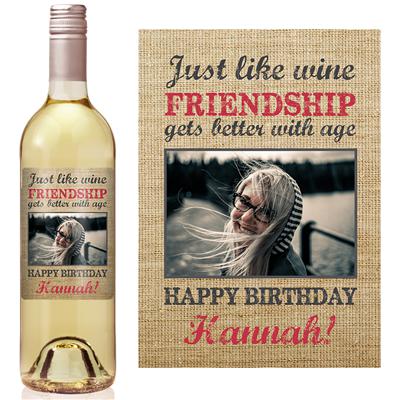 Burlap Birthday Wine Label