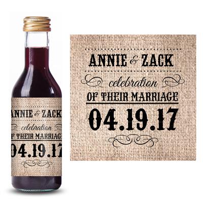 Burlap Wedding Mini Wine Label
