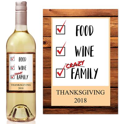Crazy Family Thanksgiving Wine Label