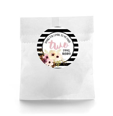 Dusty Rose Birthday Favor Labels