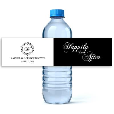 Ever After Wreath Wedding Water Bottle Labels