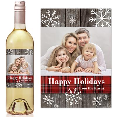 Flannel Christmas Wine Label