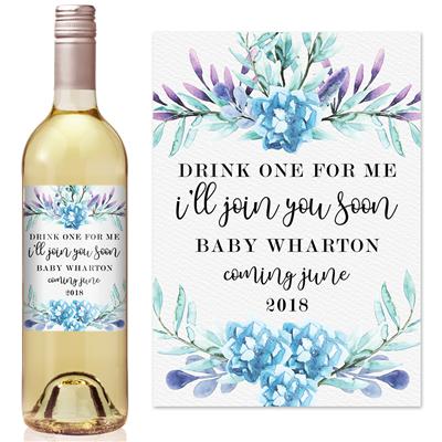 Floral Drink One For Me Wine Label