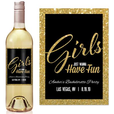 Girls Have Fun Bachelorette Party Wine Label