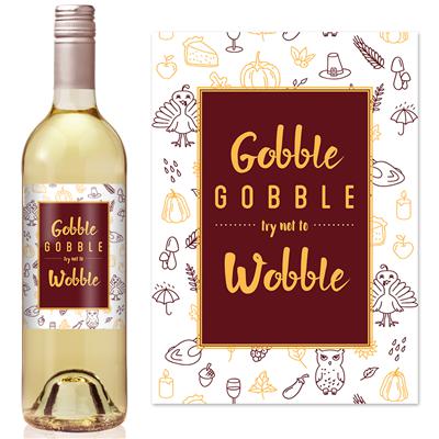 Gobble Gobble Thanksgiving Wine Label