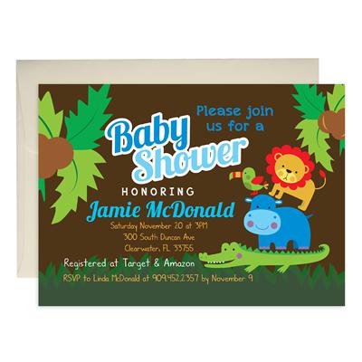 Jungle Boy Baby Shower Invitations