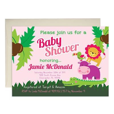 Jungle Girl Baby Shower Invitations