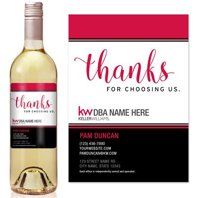 Keller Williams Black Thanks Realtor Wine Label