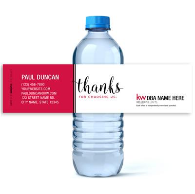 Keller Williams Thanks Water Bottle Labels