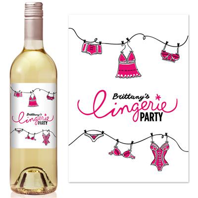 Lingerie Party Bachelorette Wine Label