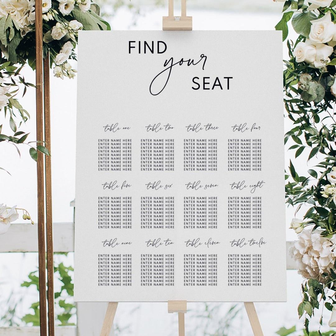 Minimalist Find Your Seat Wedding Seating Chart
