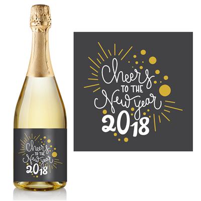 New Year Gray Gold Champagne Label