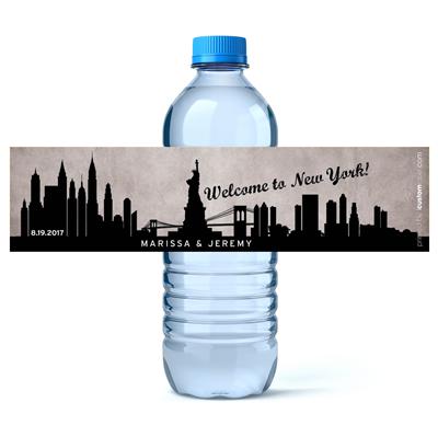 New York Vintage Water Bottle Labels