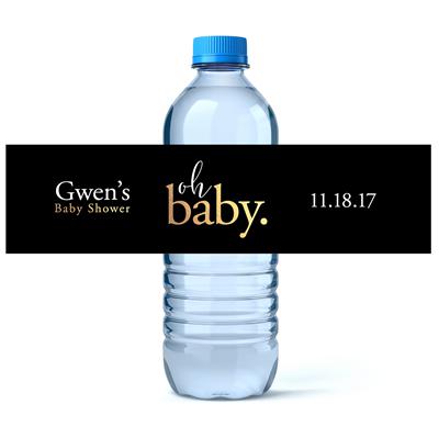 Oh Baby Gold Black Water Bottle Labels