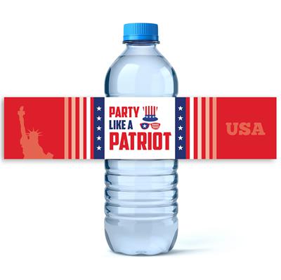 Party Like A Patriot Water Bottle Labels