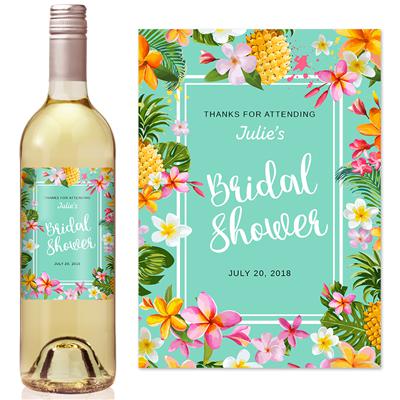 Pineapple Tropical Bridal Shower Wine Label