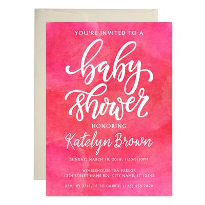 Pink Watercolors Baby Shower Invitations