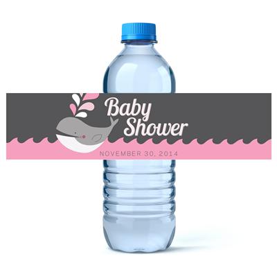 Pink Whale Water Bottle Labels