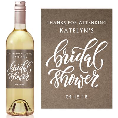 Plain Kraft Bridal Shower Wine Label