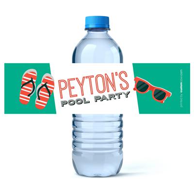Pool Party Birthday Water Bottle Labels