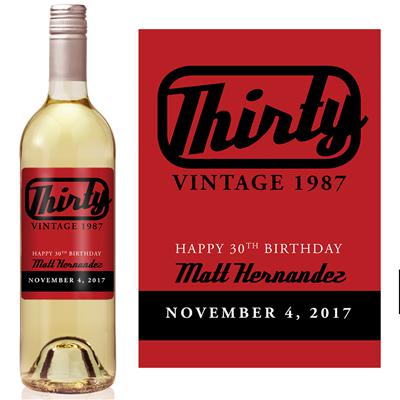 Retro Birthday Wine Label