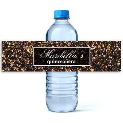 Rose Gold Confetti Water Bottle Labels
