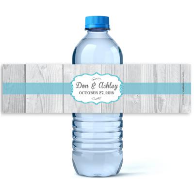 Rustic White Wood Wedding Water Bottle Labels