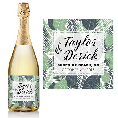 Tropical Leaves Champagne Label