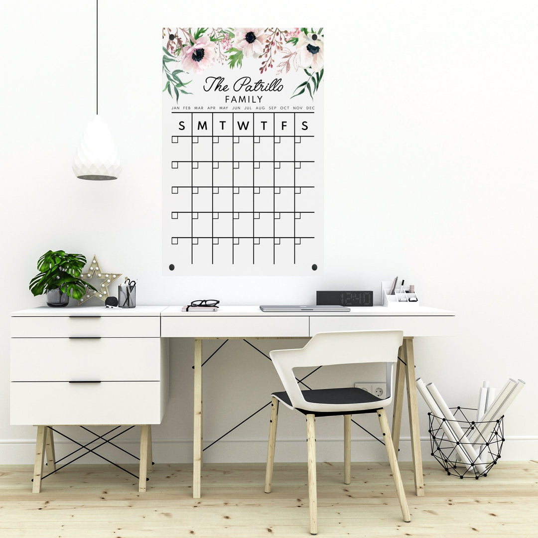 Vertical Floral Acrylic Wall Calendar