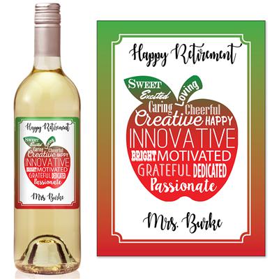 Word Apple Teacher Retirement Wine Label