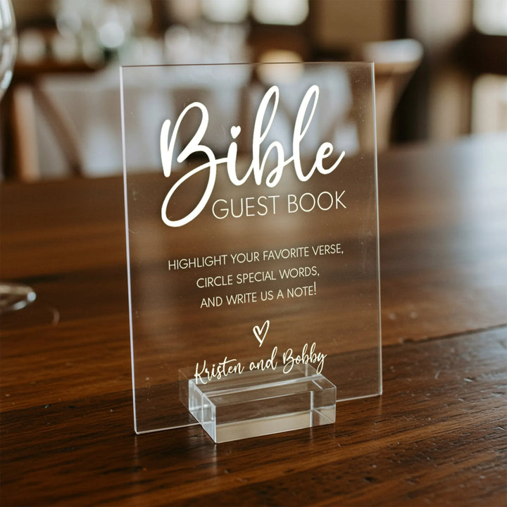 Bible Guestbook Wedding Table Sign - iCustomLabel