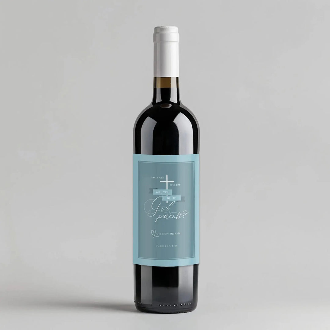 Boy Godparents Wine Label - iCustomLabel