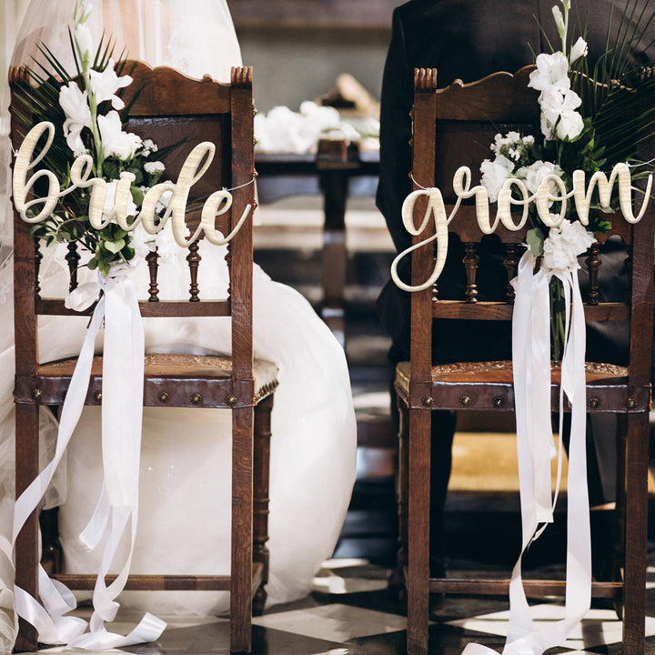 Bride and Groom Chair Signs - iCustomLabel